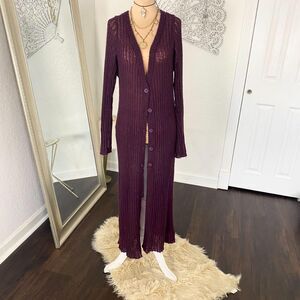 Torrid Torrid Long Berry Purple Light Knit Duster Cardigan Size 00 / M / US 10